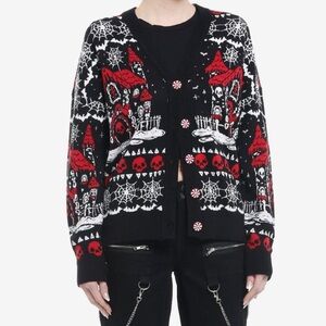 Social Collision Haunted Gingerbread House Cardigan Hot Topic Christmas